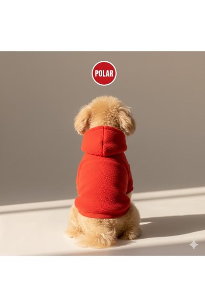 PetiliDünya Kırmızı Polar 100% hoodie kedi köpek kıyafeti