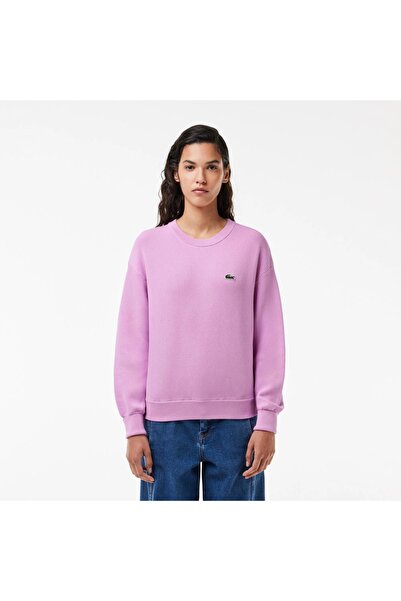 Lacoste Sport سويت شيرت نسائي ذو قصة عادية وياقة دائرية مع شعار مطرز، مصنوع م...