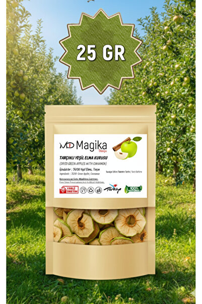 Magika Design 25 GR Tarçınlı Yeşil Elma Kurusu, Taze Hasat, Yerli Üretim, %10...