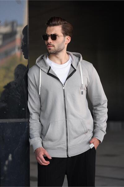 Madmext Βαμμένο γκρι φούτερ με κουκούλα 6161