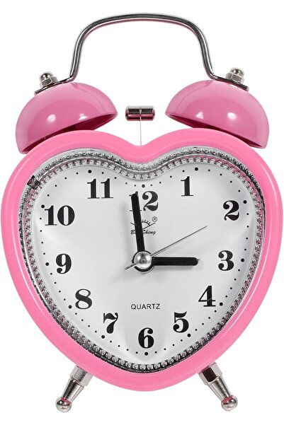 hediyesahibi Dekoratif Kalp Tasarımlı Işıklı Alarmlı Çalar Saat