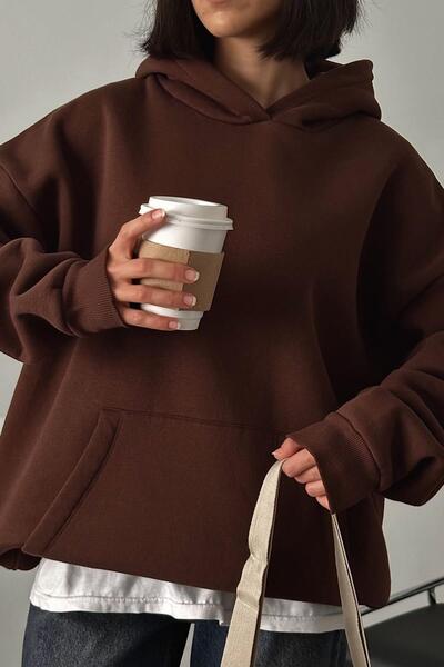 Madmext Hořká hnědá rastrová oversize mikina do kapsy Mg2206