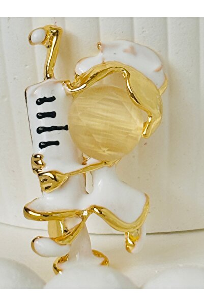 MODAMİRA AKSESUAR Hemşire Figürü Tasarım Beyaz Mineli Taşlı Broş