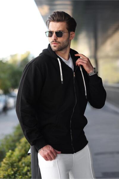 Madmext Μαύρο φούτερ με κουκούλα 6161