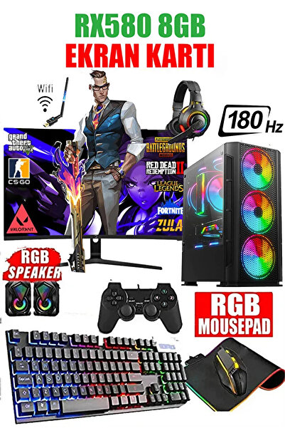 Dmc N241 (PUBG,GTA 5) I7 4770,16GB RAM,500GB HDD,256GB SSD,8GB RX580,24"180hz Oyuncu Masaüstü Bilgisayar