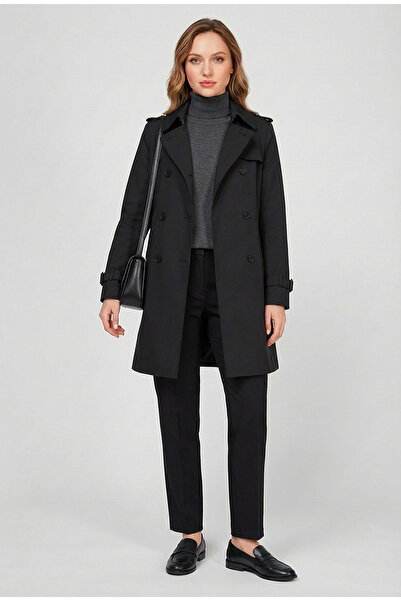 Soydan Güner Su Itici Özellikli Kırışmaz Kumaş Trençkot Siyah 5840