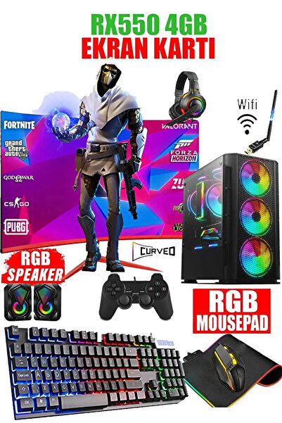 Dmc N118x (PUBG,GTA 5) i7 4770,16GB RAM,512GB SSD,4GB RX550 24''Curved Oyuncu Masaüstü Bilgisayarı