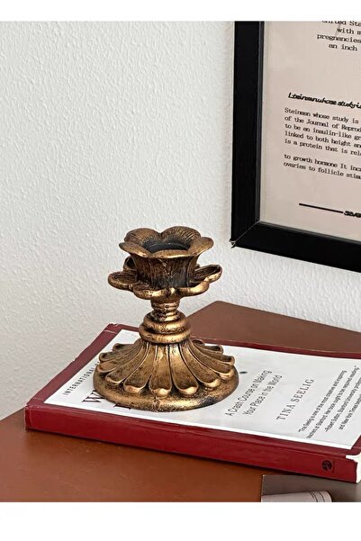 Generic Bronze Candle Holder, French Vintage Gothic Floral Design, Table Centerpiece