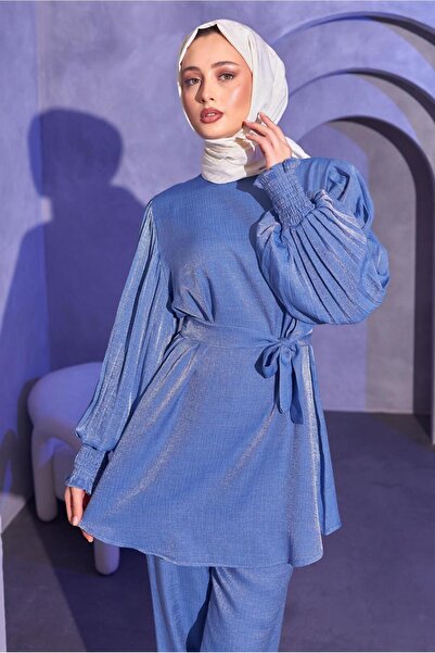 TRENDTESETTÜR Γυναικείο Σετ Παντελόνι Blue Belted - T 3514