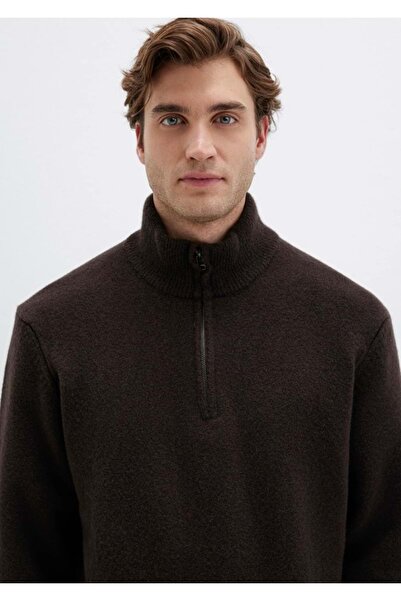 Mavi M0710380 Half Zip Pullover Half Zipper Men's Sweatshirt Brown