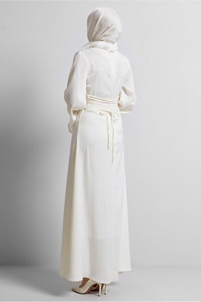 TRENDTESETTÜR Γυναικείο φόρεμα Ecru Satin Abaya 9516 Μοντέλο