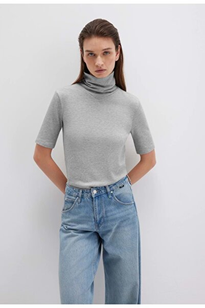 Mavi M1613613 Pulover cu mânecă scurtă cu gât tricou Tricou pentru femei GRI