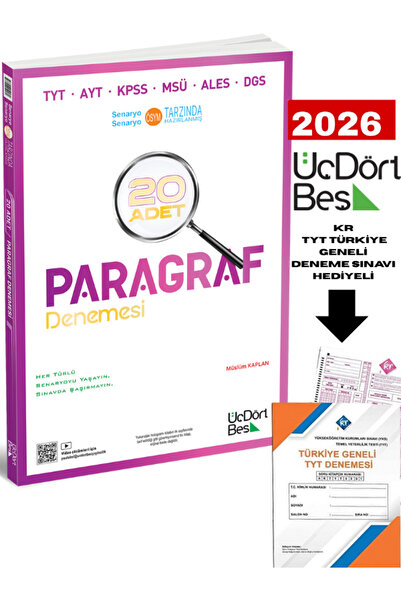 Üç Dört Beş Yayıncılık Paragraf Denemesi 20 Li 345 Yayınları