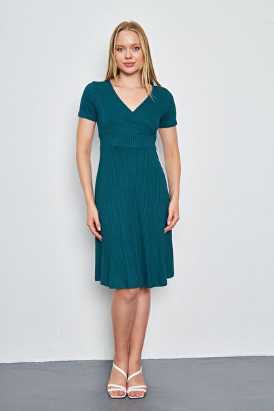 ESPİNA Women's Wrap Dress with Waist Belt - Short Sleeve