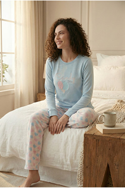 Bravie Luxury Thermal Candy Time Women's Winter Long Sleeve Fleece Pajama Set – 42057