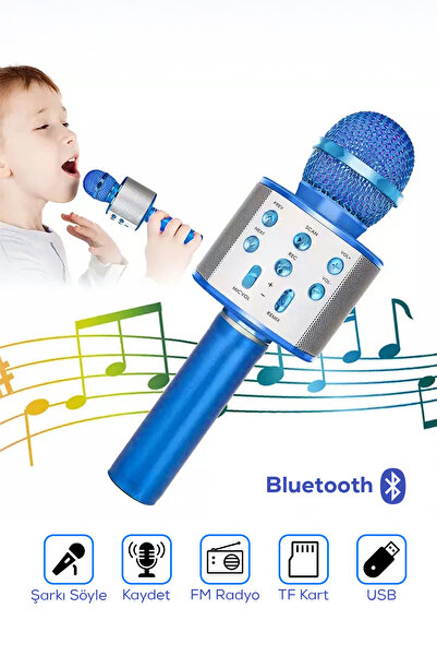 Arfseb Ses Değiştirme Efektli Bluetooth Karaoke Mikrofon - Mavi