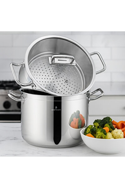 Sofram Atlas Steel Turkish Steamer with Glass Lid, 24cm