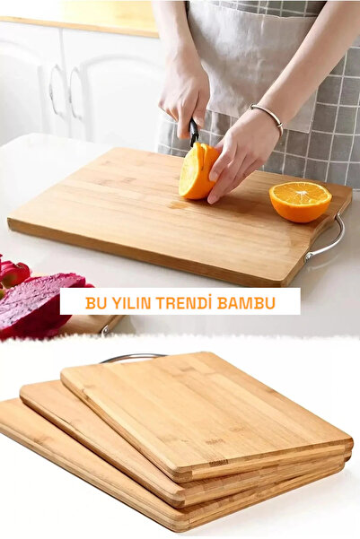 Ercazzo Kesme Tahtası Metal Saplı Kesme Tahtası Et Sebze Kesme Tahtası 30x20