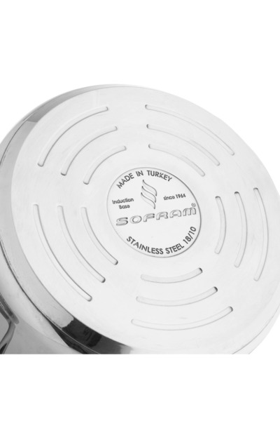 Sofram Turkish soft steel low cooking pot with glass lid, 0.75 liter size, 14 cm