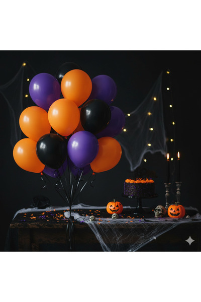 Deniz Party Store مجموعة بالونات الهالوين باللون الأسود والأرجواني والبرتقالي...