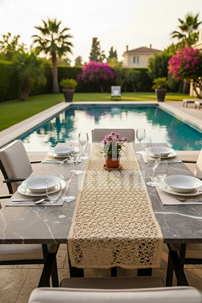 Çt Çeyizci Tekstil Runner unic cu detaliu din dantelă franceză, Runner pe masă, Runner față de masă