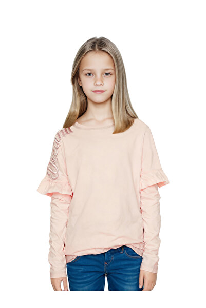 WiNi BEE Girls Oversized Long Sleeve T-Shirt with Dream Embroidery on Shoulde...