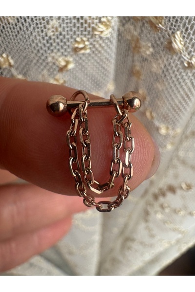 Bylin Takı %100 316 L Cerrahi Çelik Çift Zincirli Helix Piercing-1 adet