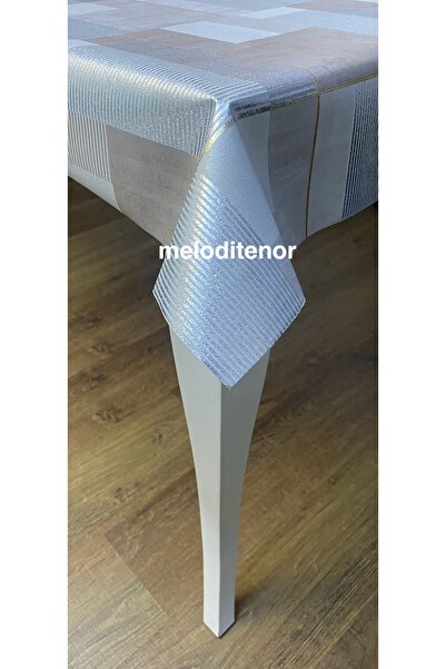 DERYA Thin Leather Fabric Lining Wipeable Silver Glitter Shiny Draped Luxury Modern Pvc Oilcloth Tablecloth