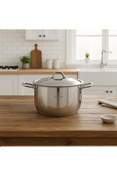 Sofram Turkish Sovram Steel Cooking Pot, 22 cm, Steel Lid