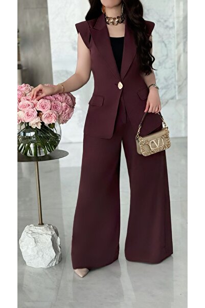 Opera Fashion طقم كريب بتصميم بليزر أنيق وبنطال واسع