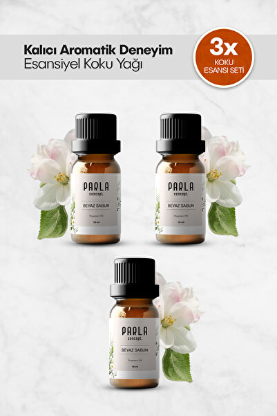 Parla Concept Çamaşır Yün Kurutma Topu Koku Seti - 10 ml - 3 Adet Beyaz Sabun...