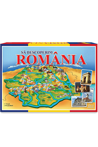 bebeLOGIC Joc de societate copii, Sa Descoperim Romania, Harta Interactiva, 4-6 Jucatori, 8+ Ani, bebeLOGIC™