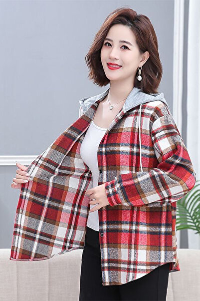 dorbe Cozy Plaid Pattern String Closure Women Hooded Jacket