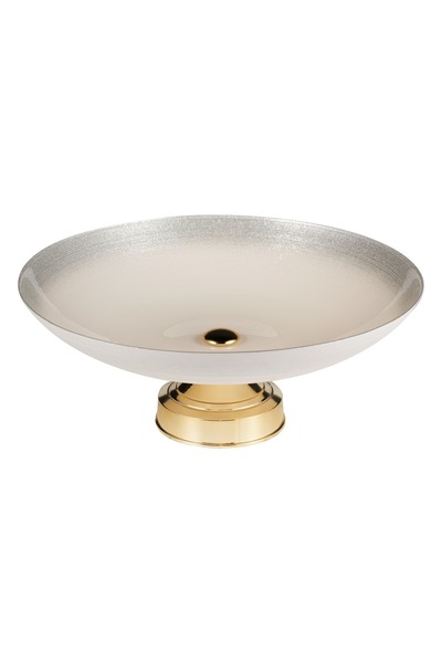 HIC Glass dessert serving dish with base 40 cm silver with gold