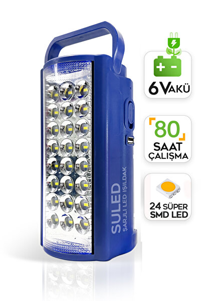 SULED Kamp Lambası Usb Şarjlı 6v Akülü 80 Saat - 3gün Aydınlatma 24 Smd Led Işıldak Lamba 220v Şarj