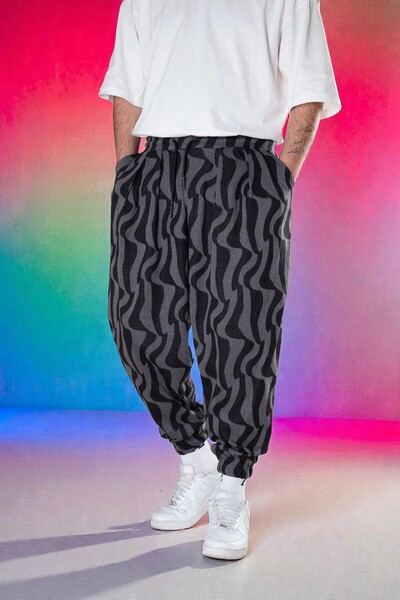 FG KONNİCHİWA Unisex Φαρδύ παντελόνι με έθνικ σχέδιο, ελαστική μέση και πόδια, με τσέπες, χαλαρό, hippie, μποέμικο, φαρδύ, έθνικ σχέδιο