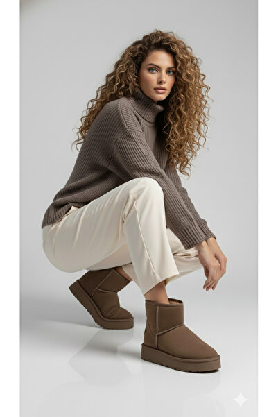 Pierre Cardin ® I Pc-52710 Mink Long Thick Sole Fur Casual Women's Boots