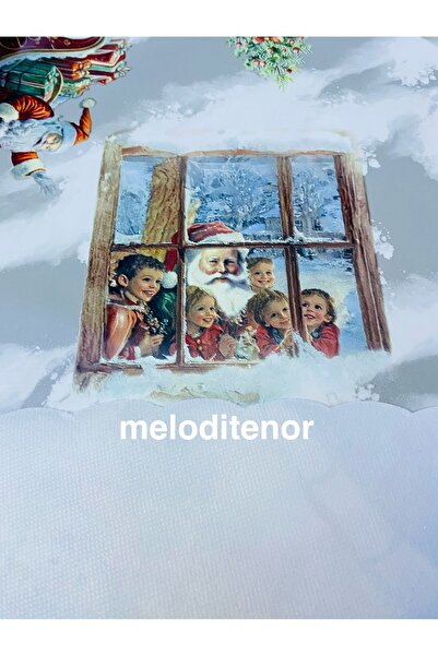 MİRELLA Snowman Grimacing Red Santa Christmas Concept Lined Non-Slip Pvc Oilcloth Tablecloth