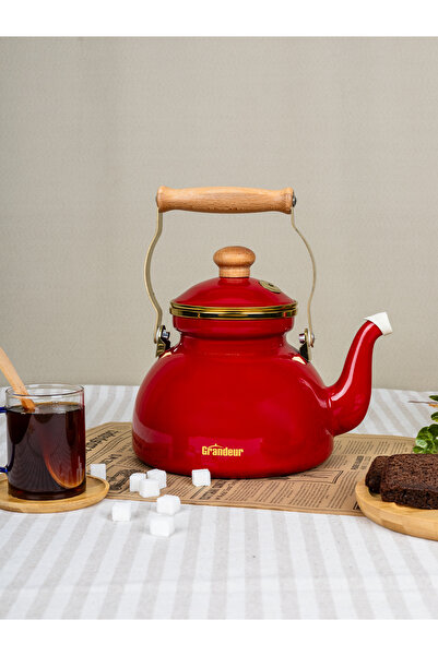 SAVAŞAN Emaye Demlik, İndüksiyon Tabanlı Su Isıtıcısı - Kırmızı