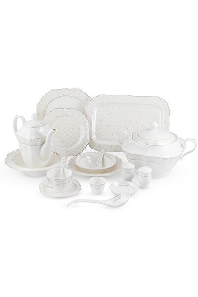 Dania ✨ Luxurious porcelain dinnerware set for 6 people – elegant gilded design, complete set! ✨ 70 pieces