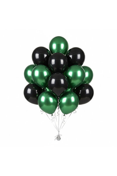 Deniz Party Store Hulk Metalik Koyu Yeşil Siyah Balon 12 Inç 10 Adet
