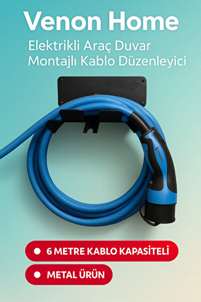 VENON 🚗Elektrikli Araç Kablo Düzenleyici 🚗Metal Duvar Montajlı 6 Metre Kapa...
