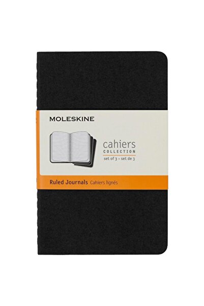Moleskine Striped Cahier Notepad Set of 3 Pocket Size Black