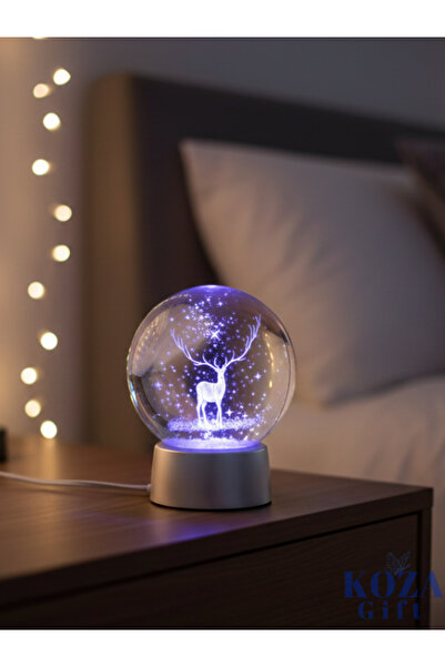 keyfisepet en keyifli sepet 3d Geyikli Işıklı Cam Küre
