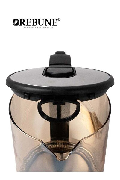 rebune Electric Kettle with Light 1.7 Liter 2200 Watt RE-1-130 Gray (Pack of 2 Kettles)