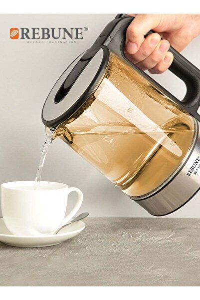 rebune Electric Kettle with Light 1.7 Liter 2200 Watt RE-1-130 Gray (Pack of 2 Kettles)