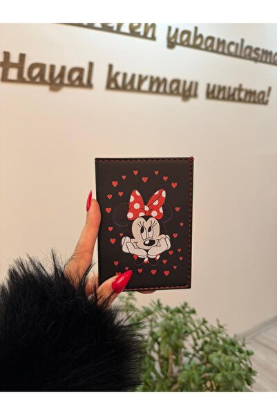 EFE DERİ EFE DERİ Minnie mouse Deri Dikişli Oto Ruhsat Kılıfı Ruhsat Kabı Ara...
