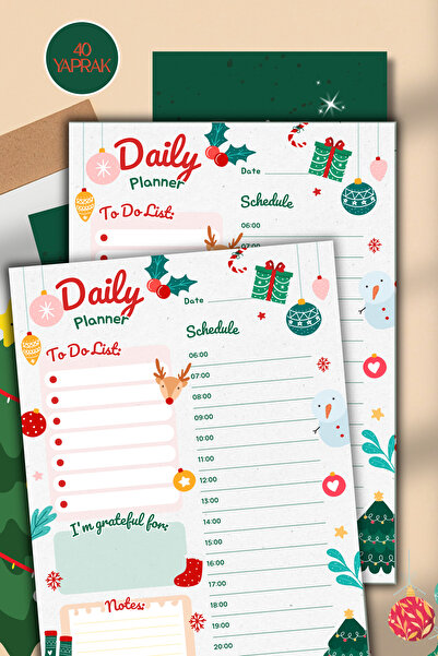 pnkycrco A6 Yeni Yıl Yılbaşı Noel Günlük Planlayıcı Bloknot Notepad Not Defte...