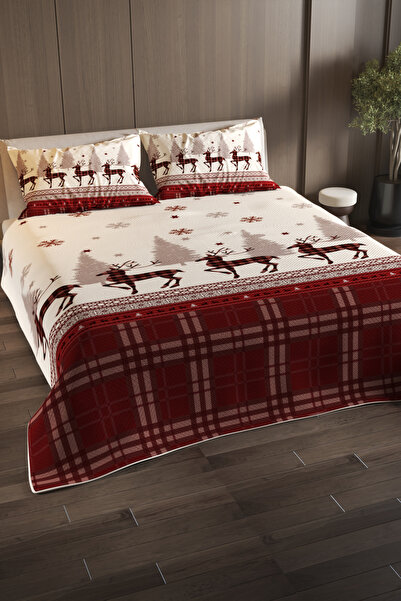 MonoHome New Year's 100% Cotton Double Pique Set Bedspread Special Woven Deer