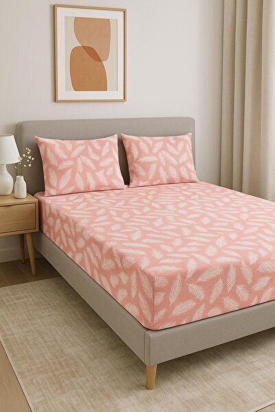 üntaş Life Battal Powder Feather 180x200 Double Elastic Sheet + 2 Pillowcases Ecpudratüy180